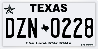 TX license plate DZN0228