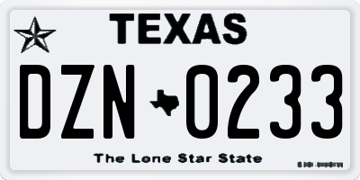 TX license plate DZN0233
