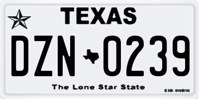 TX license plate DZN0239