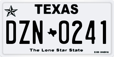 TX license plate DZN0241