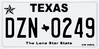 TX license plate DZN0249