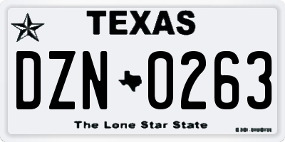 TX license plate DZN0263