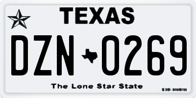 TX license plate DZN0269