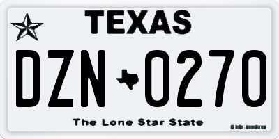 TX license plate DZN0270