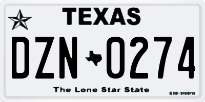 TX license plate DZN0274