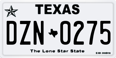 TX license plate DZN0275