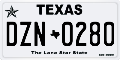 TX license plate DZN0280