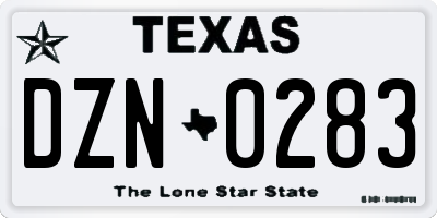 TX license plate DZN0283