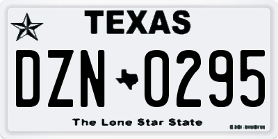 TX license plate DZN0295
