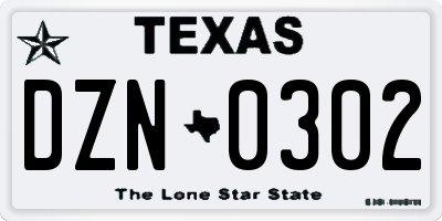 TX license plate DZN0302