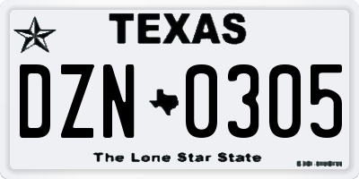 TX license plate DZN0305