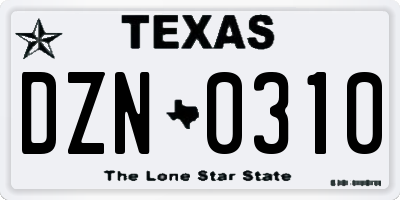 TX license plate DZN0310