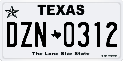 TX license plate DZN0312