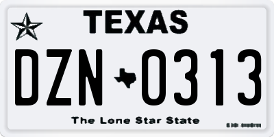 TX license plate DZN0313