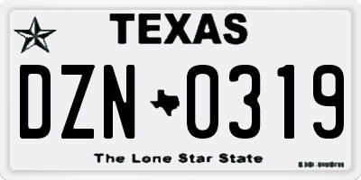 TX license plate DZN0319