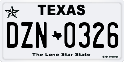 TX license plate DZN0326