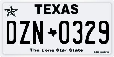 TX license plate DZN0329