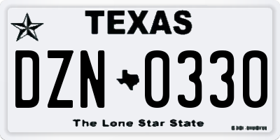 TX license plate DZN0330