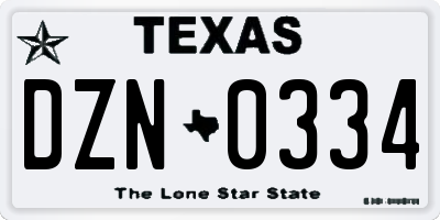 TX license plate DZN0334