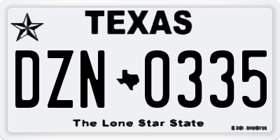 TX license plate DZN0335