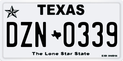 TX license plate DZN0339