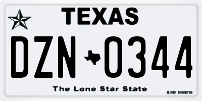 TX license plate DZN0344