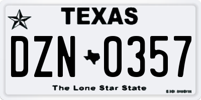 TX license plate DZN0357