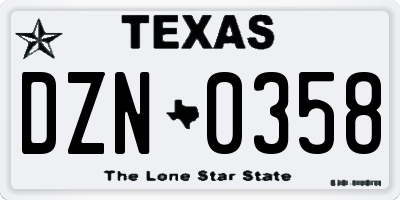 TX license plate DZN0358