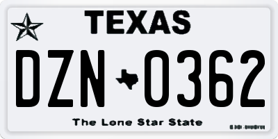 TX license plate DZN0362