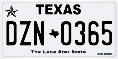 TX license plate DZN0365