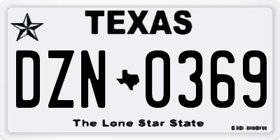 TX license plate DZN0369