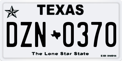 TX license plate DZN0370