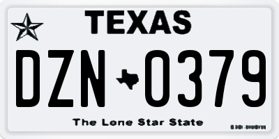 TX license plate DZN0379