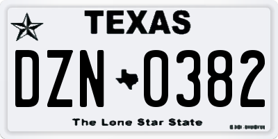 TX license plate DZN0382