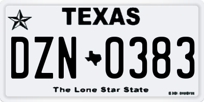 TX license plate DZN0383