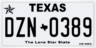 TX license plate DZN0389