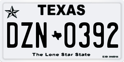 TX license plate DZN0392
