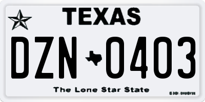 TX license plate DZN0403