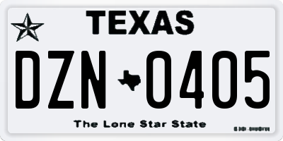 TX license plate DZN0405