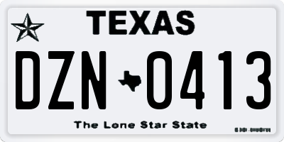 TX license plate DZN0413
