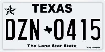 TX license plate DZN0415
