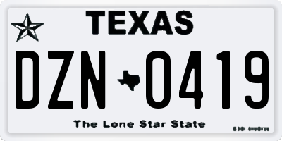 TX license plate DZN0419