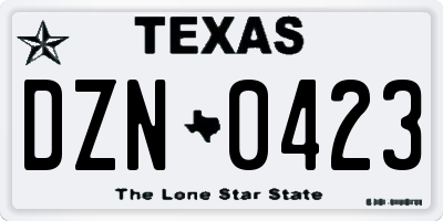 TX license plate DZN0423
