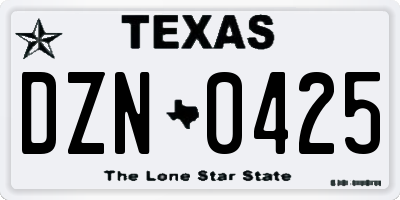 TX license plate DZN0425