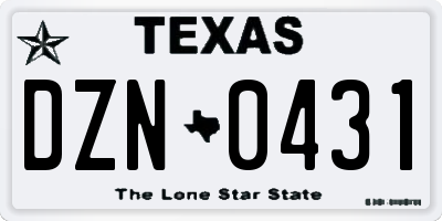 TX license plate DZN0431
