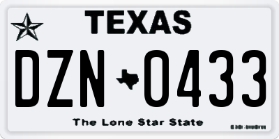 TX license plate DZN0433