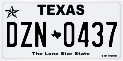 TX license plate DZN0437