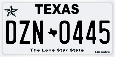 TX license plate DZN0445