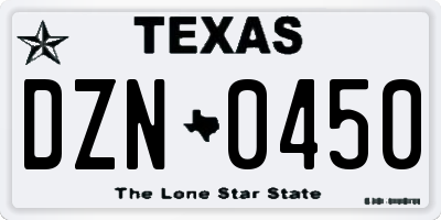 TX license plate DZN0450