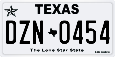 TX license plate DZN0454